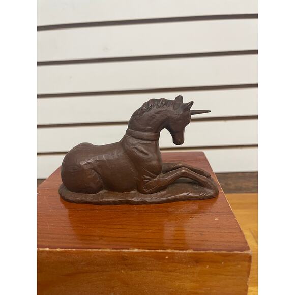 Vintage hand carved Wooden Unicorn Figurine 6" Kitschy Fantasy Decor - Picture 3 of 8